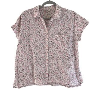 Cottagecore Button Short Sleeved Shirt Colorful Cotton Softie Bloomcore Garden L